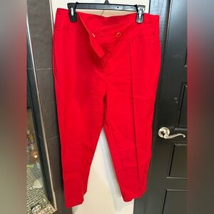 Anne Klein Red Dress Pants High-Waisted Straight Leg